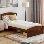 Twin Bed Frame with Storage Drawer - Pine Wood - Classic Style