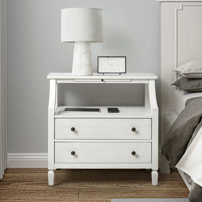 Jennifer 2 - Drawer Nightstand with Built-In Outlets and Pull-out Tray by HULALA HOME