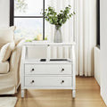2-Drawer Nightstand with Built-In Charging Station and Pull-Out Tray