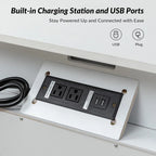 2-Drawer Nightstand with Built-In Charging Station and Pull-Out Tray