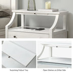 2-Drawer Nightstand with Built-In Charging Station and Pull-Out Tray