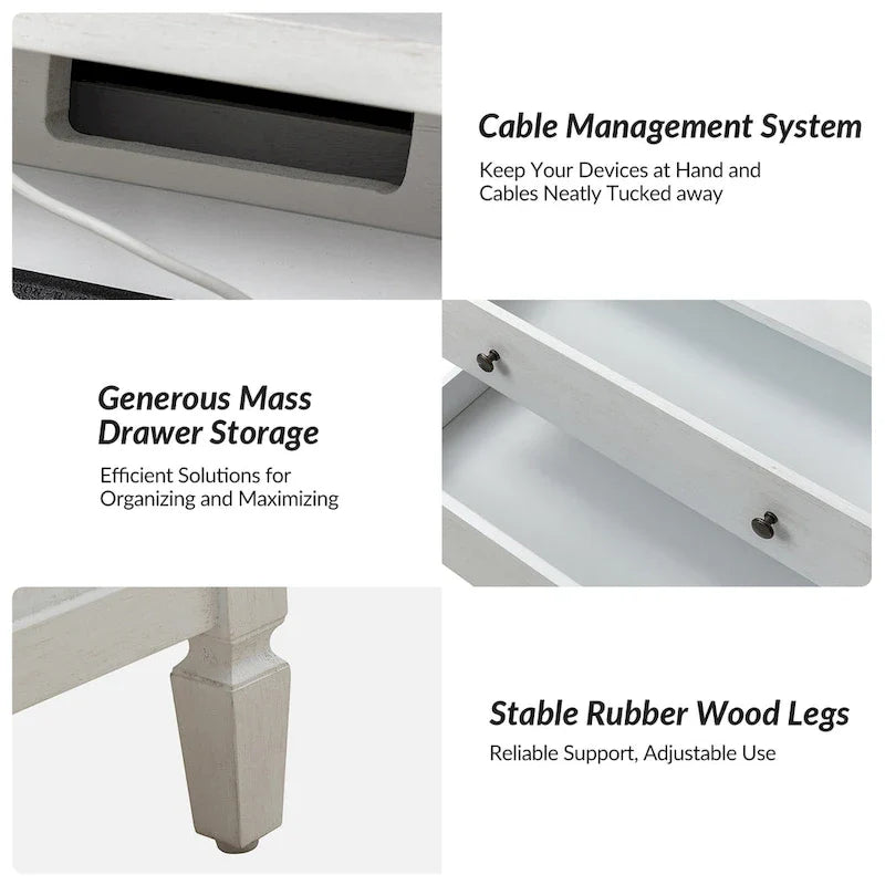 2-Drawer Nightstand with Built-In Charging Station and Pull-Out Tray