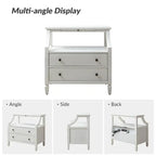 2-Drawer Nightstand with Built-In Charging Station and Pull-Out Tray