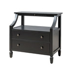 2-Drawer Nightstand with Built-In Charging Station and Pull-Out Tray