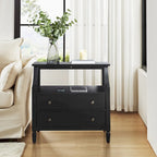 2-Drawer Nightstand with Built-In Charging Station and Pull-Out Tray