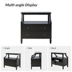 2-Drawer Nightstand with Built-In Charging Station and Pull-Out Tray