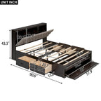 Espresso Queen Platform Bed with Storage, 4 Drawers & Shoe Rack – Seats 1