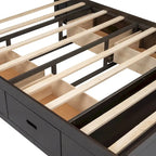 Espresso Queen Platform Bed with Storage, 4 Drawers & Shoe Rack – Seats 1