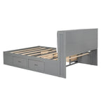 Espresso Queen Platform Bed with Storage, 4 Drawers & Shoe Rack – Seats 1