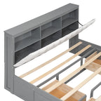 Espresso Queen Platform Bed with Storage, 4 Drawers & Shoe Rack – Seats 1