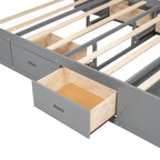 Espresso Queen Platform Bed with Storage, 4 Drawers & Shoe Rack – Seats 1