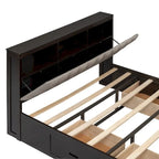 Espresso Queen Platform Bed with Storage, 4 Drawers & Shoe Rack – Seats 1