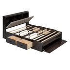 Espresso Queen Platform Bed with Storage, 4 Drawers & Shoe Rack – Seats 1