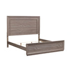 King Panel Bed, Gray, Floating Headboard with LED Lights