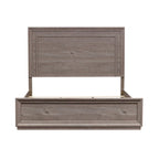 King Panel Bed, Gray, Floating Headboard with LED Lights