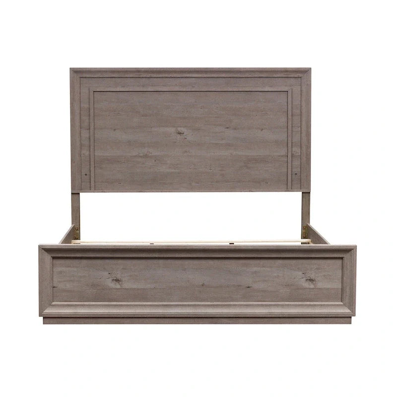 King Panel Bed - Medium Gray - Floating Headboard with LED Lights