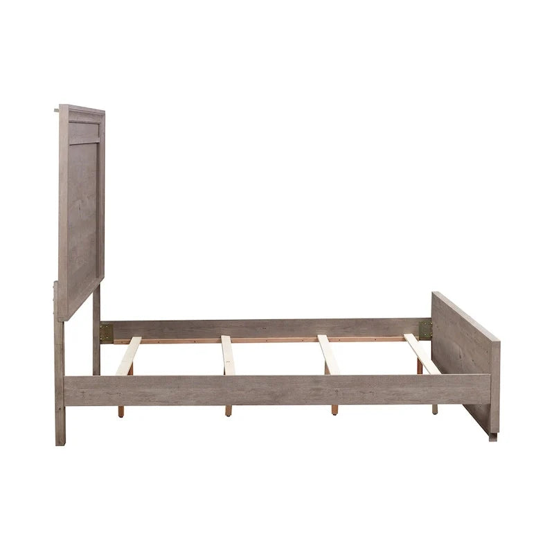 King Panel Bed - Medium Gray - Floating Headboard with LED Lights