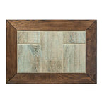 Tobacco Brown Chair Side Table with Ceramic Tile Top