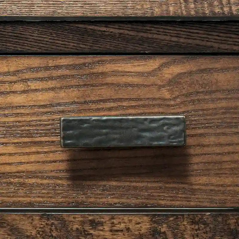 Tobacco Brown Chair Side Table with Ceramic Tile Top