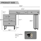 Makeup Vanity Desk Set with 5 Drawers - White/Grey