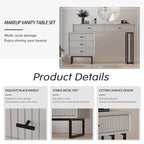 Makeup Vanity Desk Set with 5 Drawers - White/Grey