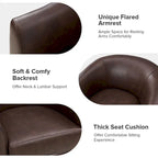 Brown Genuine Leather Swivel Barrel Chairs - Set of 2