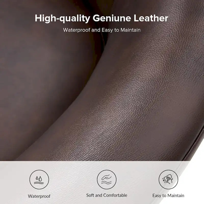 Brown Genuine Leather Swivel Barrel Chairs - Set of 2