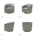 Brown Genuine Leather Swivel Barrel Chairs - Set of 2