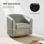 Brown Genuine Leather Swivel Barrel Chairs - Set of 2