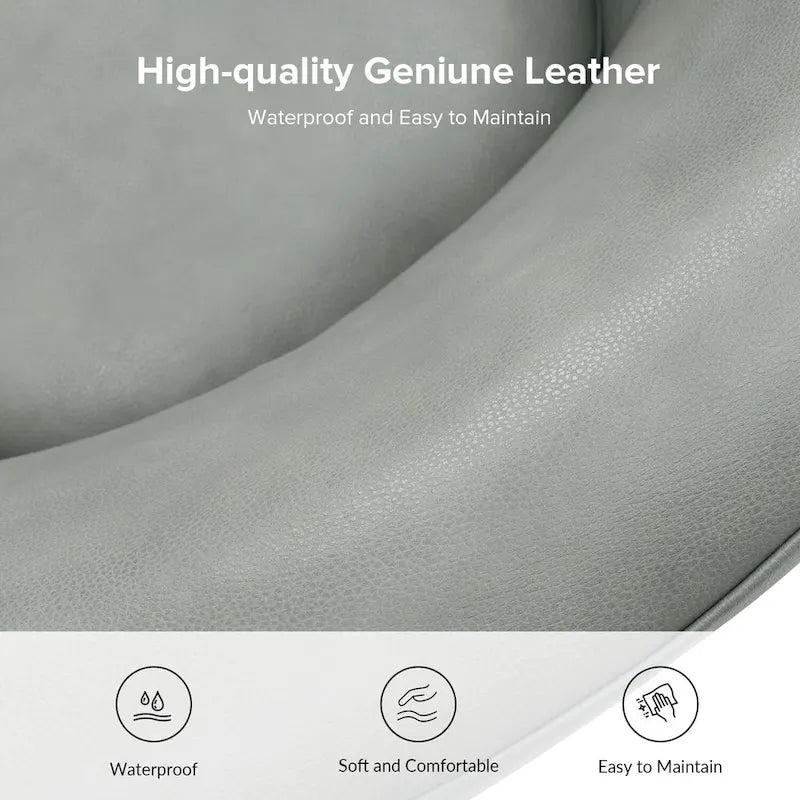 Brown Genuine Leather Swivel Barrel Chairs - Set of 2