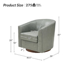 Brown Genuine Leather Swivel Barrel Chairs - Set of 2