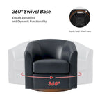 Brown Genuine Leather Swivel Barrel Chairs - Set of 2