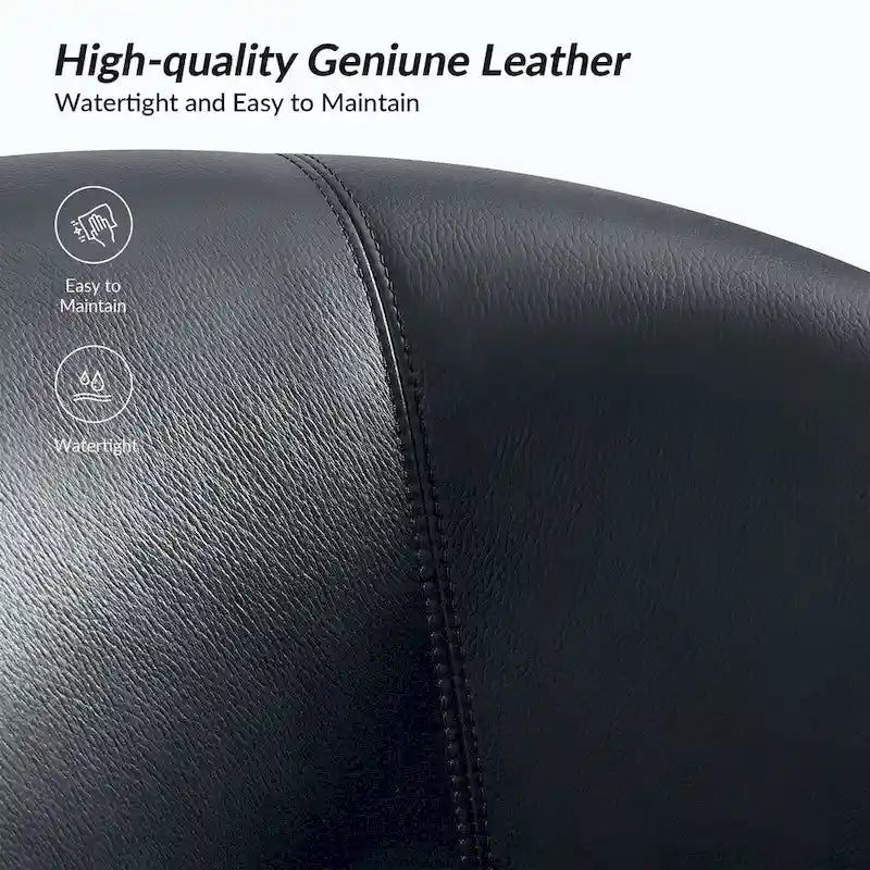 Brown Genuine Leather Swivel Barrel Chairs - Set of 2