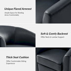 Brown Genuine Leather Swivel Barrel Chairs - Set of 2