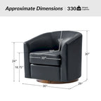 Brown Genuine Leather Swivel Barrel Chairs - Set of 2