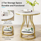 White and Gold 2-Tier Round Side Table