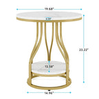 White and Gold 2-Tier Round Side Table