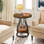 White and Gold 2-Tier Round Side Table