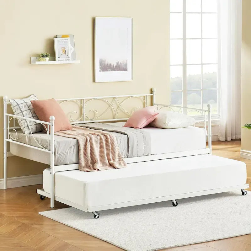 Twin Day Bed with Pull Out Trundle Bed Frame