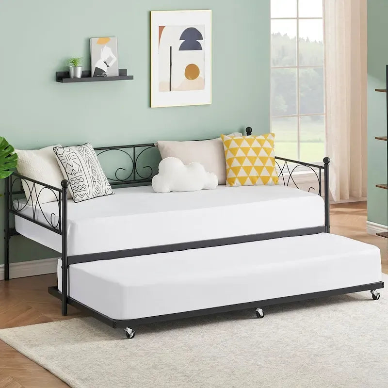 Twin Day Bed with Pull Out Trundle Bed Frame