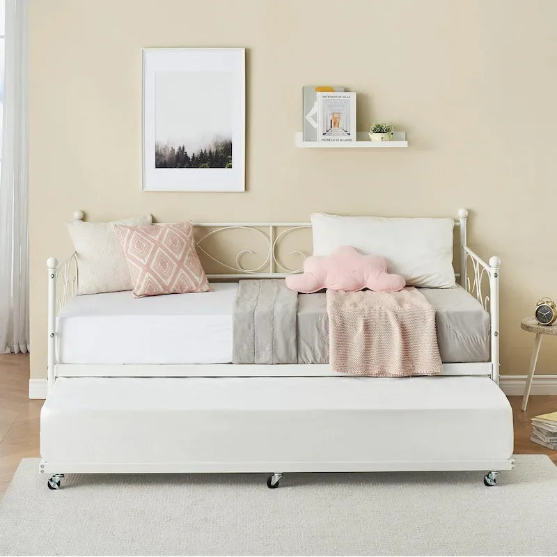 Twin Day Bed with Pull Out Trundle Bed Frame