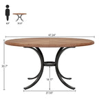Rustic Wood 47-Inch Round Dining Table for 6