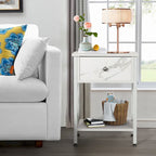 Brown Wood Nightstand with Drawer and Metal Legs