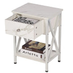 Brown Wood Nightstand with Drawer and Metal Legs