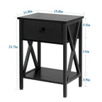 Brown Wood Nightstand with Drawer and Metal Legs