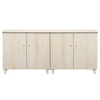 Tall TV Stand with Doors - Faux Linen Finish - 2 Cabinets