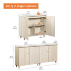 Tall TV Stand with Doors - Faux Linen Finish - 2 Cabinets