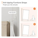 Tall TV Stand with Doors - Faux Linen Finish - 2 Cabinets