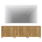 Tall TV Stand with Doors - Faux Linen Finish - 2 Cabinets