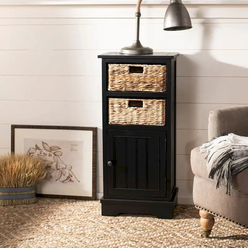 SAFAVIEH Golda Distressed Black Storage Cabinet - 15.9 x 11.8 x 35 - 16Wx12Dx35H